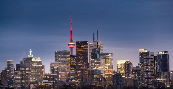 Toronto city skyline at night, Ontario