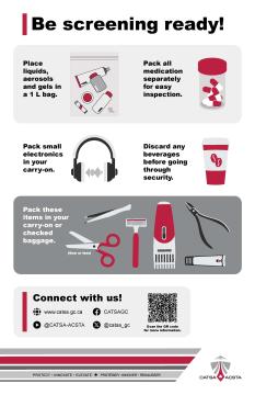 infographic with tips for packing travel items for security screening
